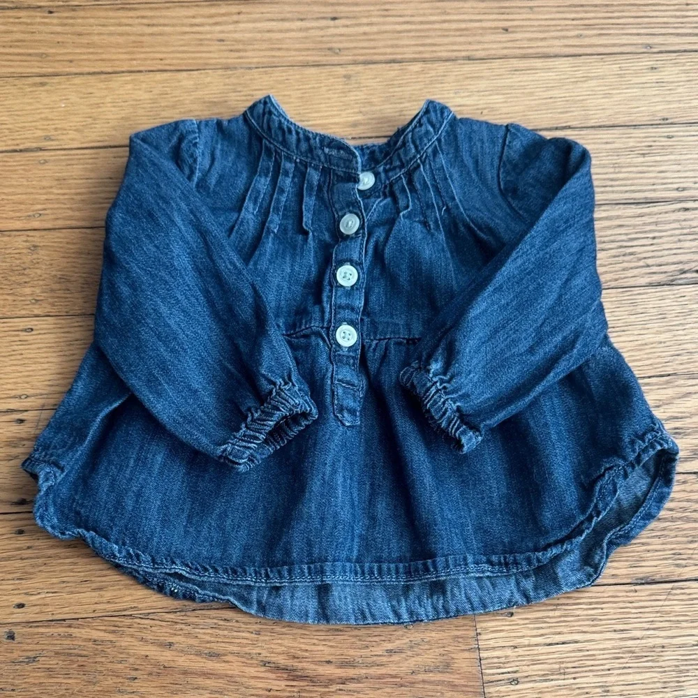 GAP Baby Denim Blue Top and Aqua Pants Size 3-6 months